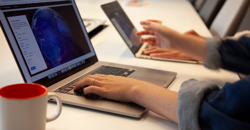 Person working on a laptop