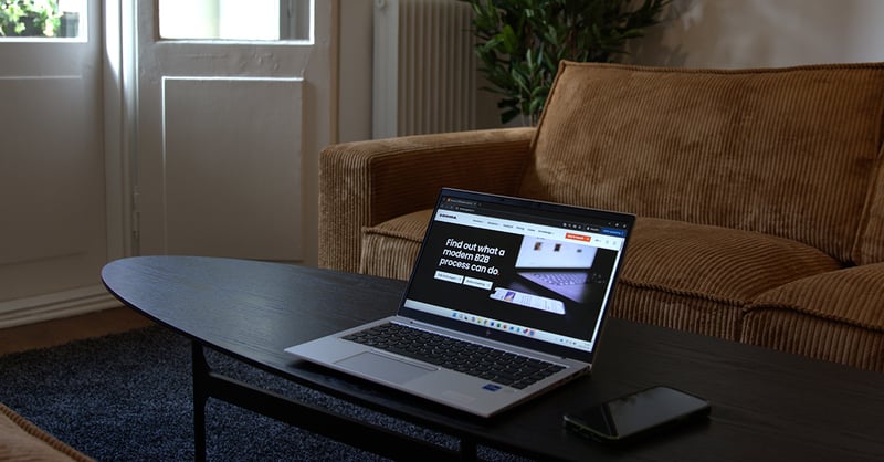 Laptop on a coffee table